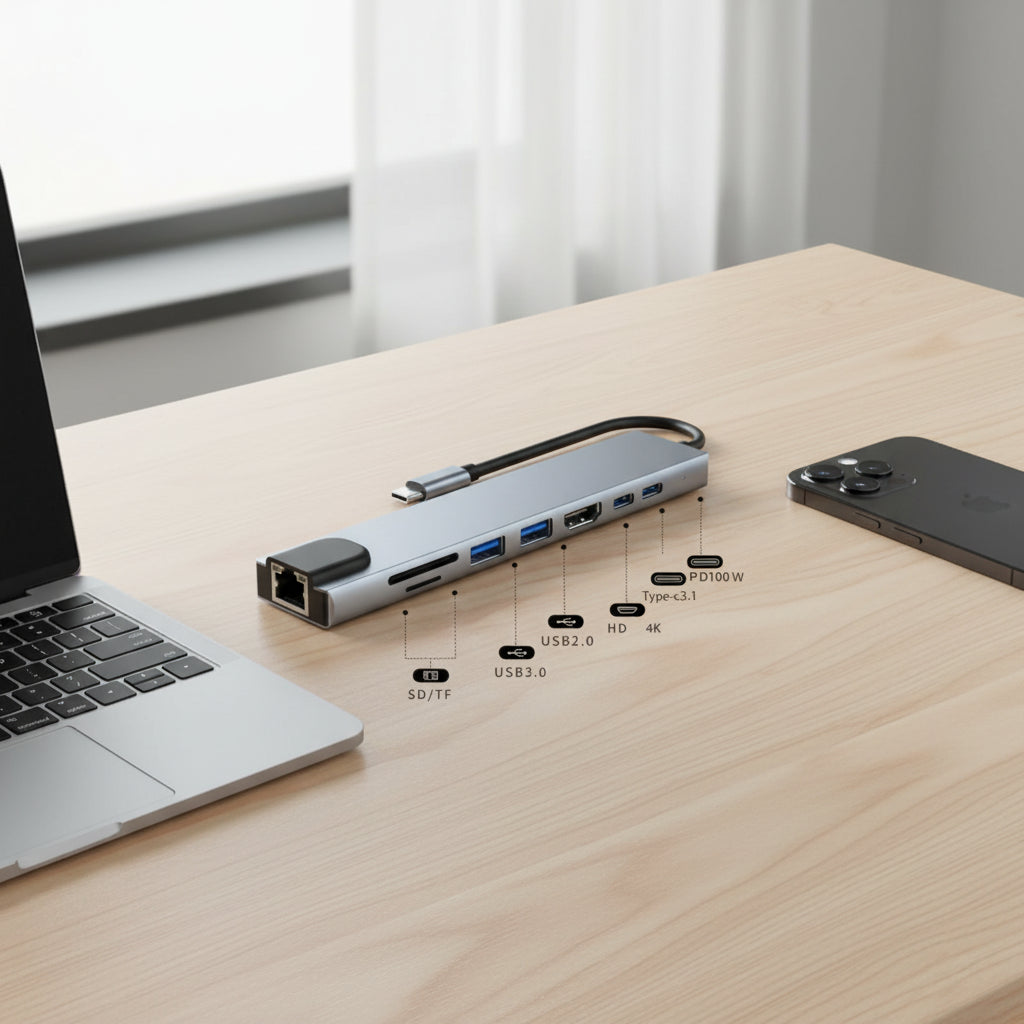 8-in-1 USB-C Hub Adapter Nivora Lux