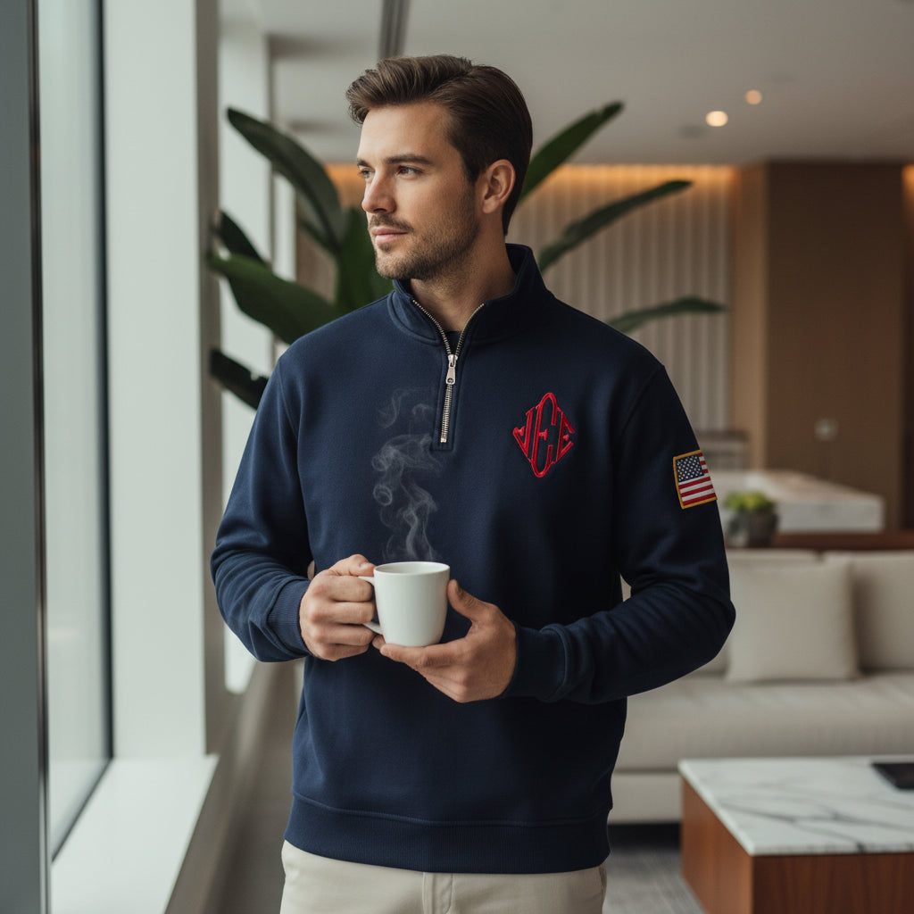 Y2K Retro Quarterzip Hoodie Nivora Lux