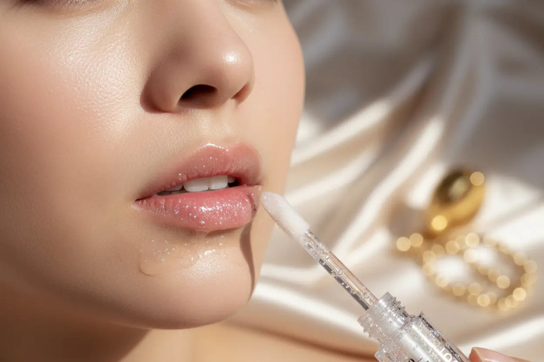 une femme qui utilise ca sur la bouche Crystal Lip Oil Magic
