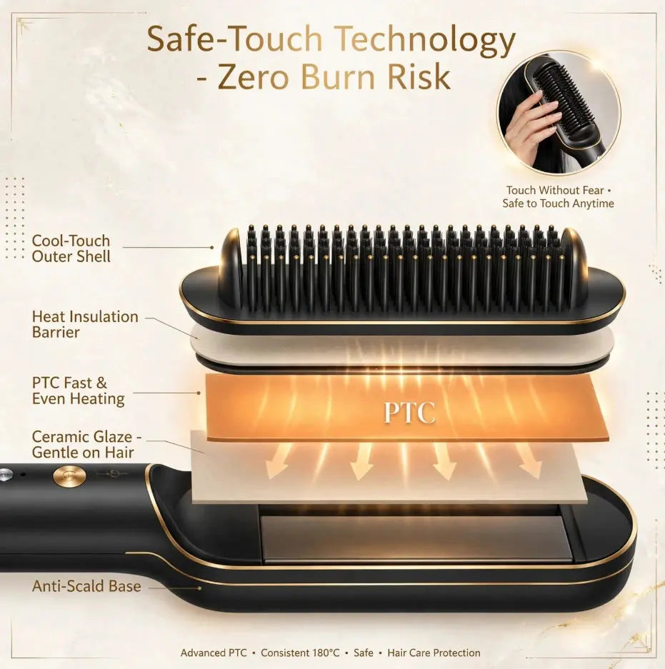 Ceramic Hair Straightening Brush Nivora