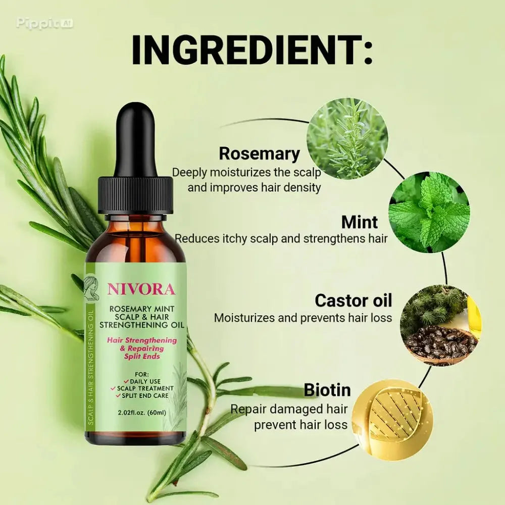 Rosemary Mint Hair Strengthening Oil - Nivora