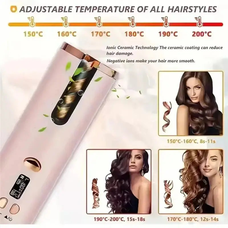 Portable Cordless Automatic Hair Curler Nivora