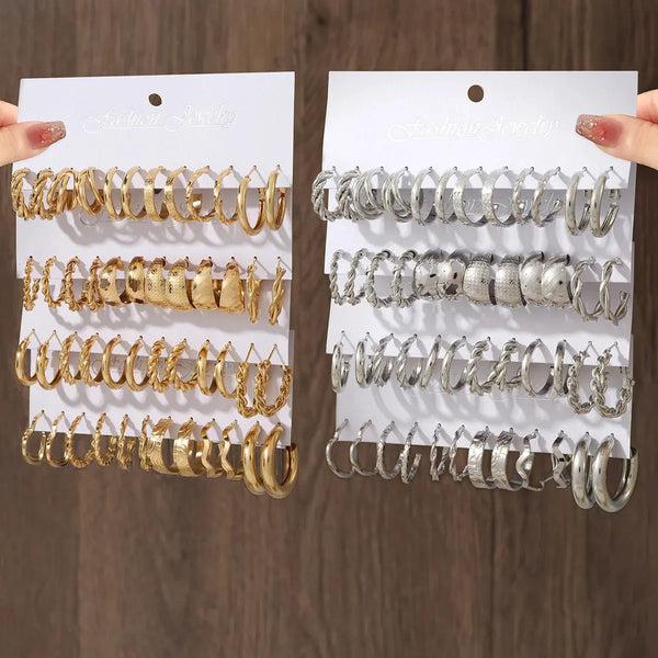 Charming Floral Hoop Earrings Set