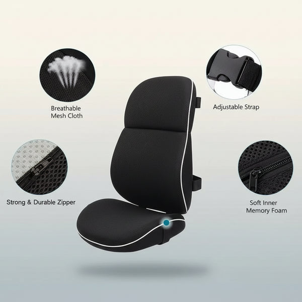 Driver Comfort Lumbar Pillow Memory Foam Support Nivora Lux