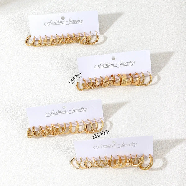 Charming Floral Hoop Earrings Set