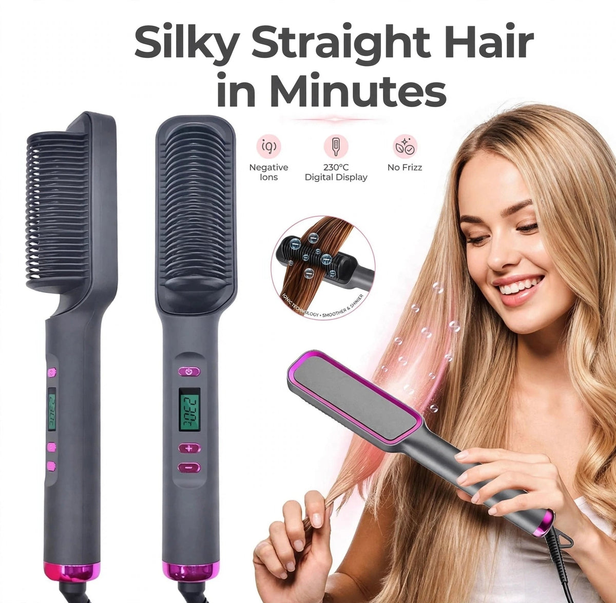 Electric Hot Comb for Professional Hair Straightening Nivora